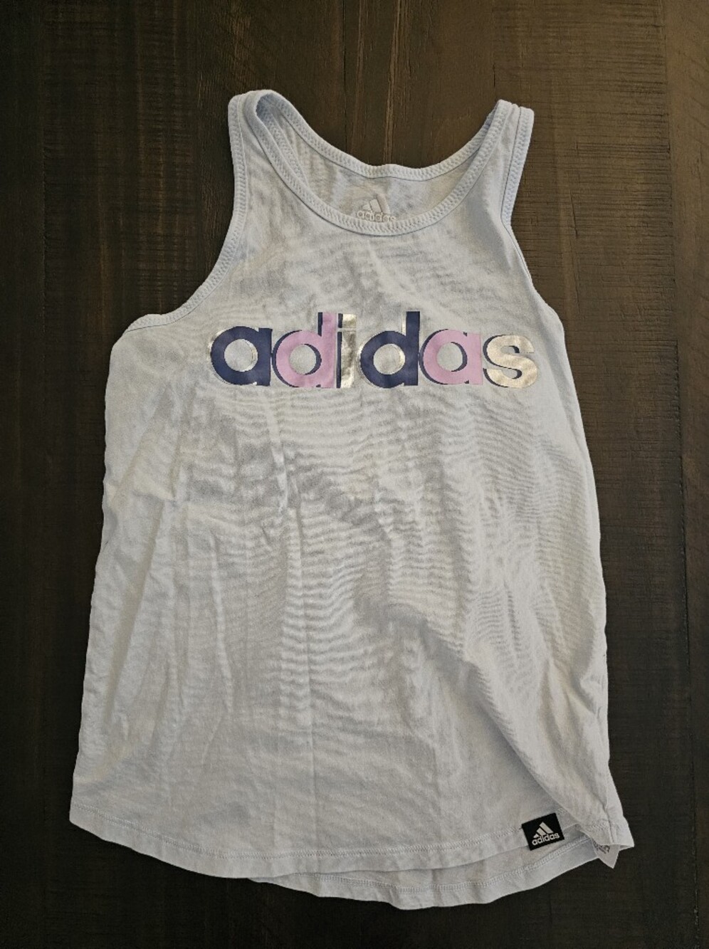 adidas White Tank Top with Pink & Purple Ombre Logo — Kids